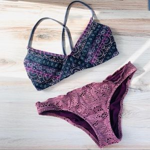 Mismatched two-piece bikini swimsuit